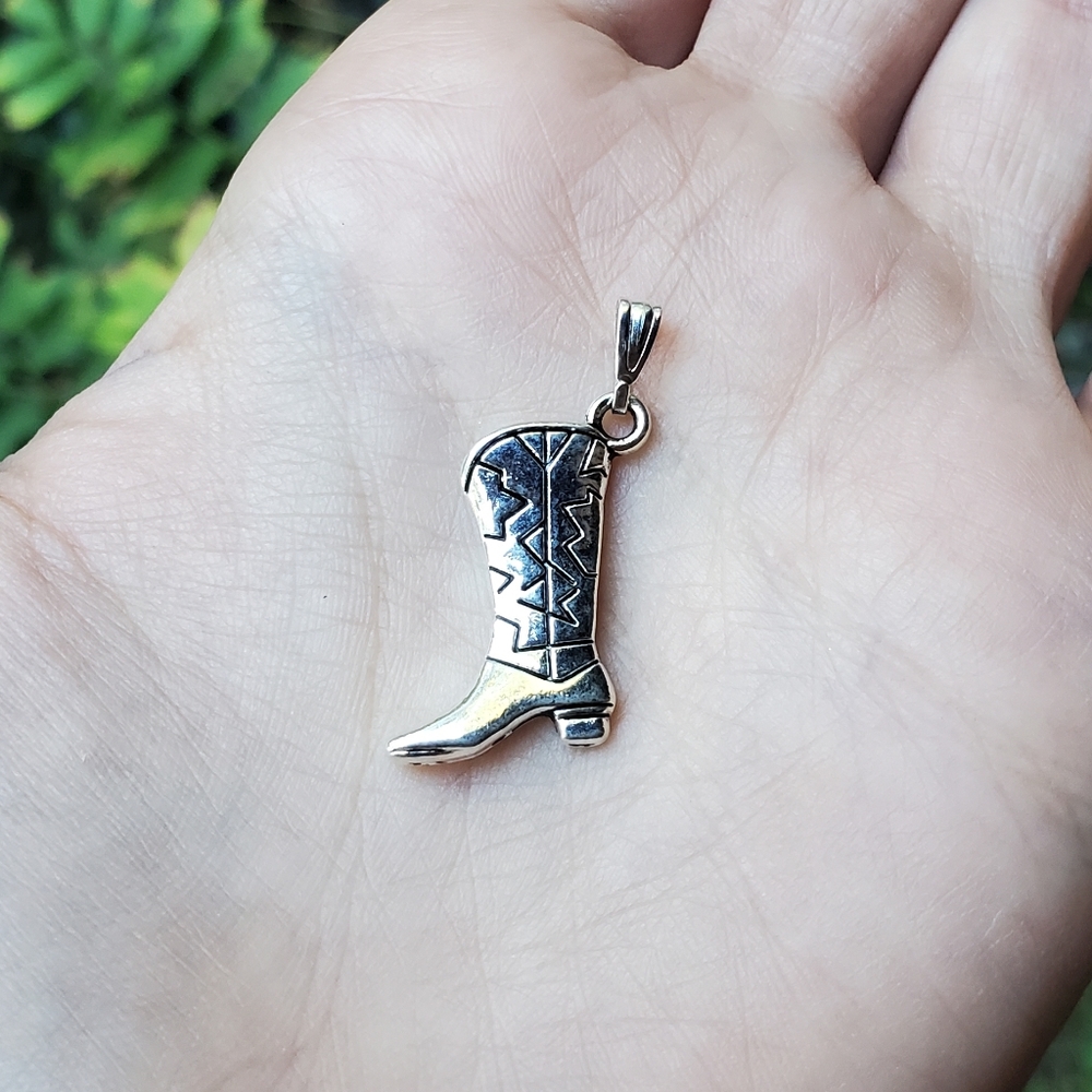 New Silver Cowboy Boot Charm - Picture 6 of 8